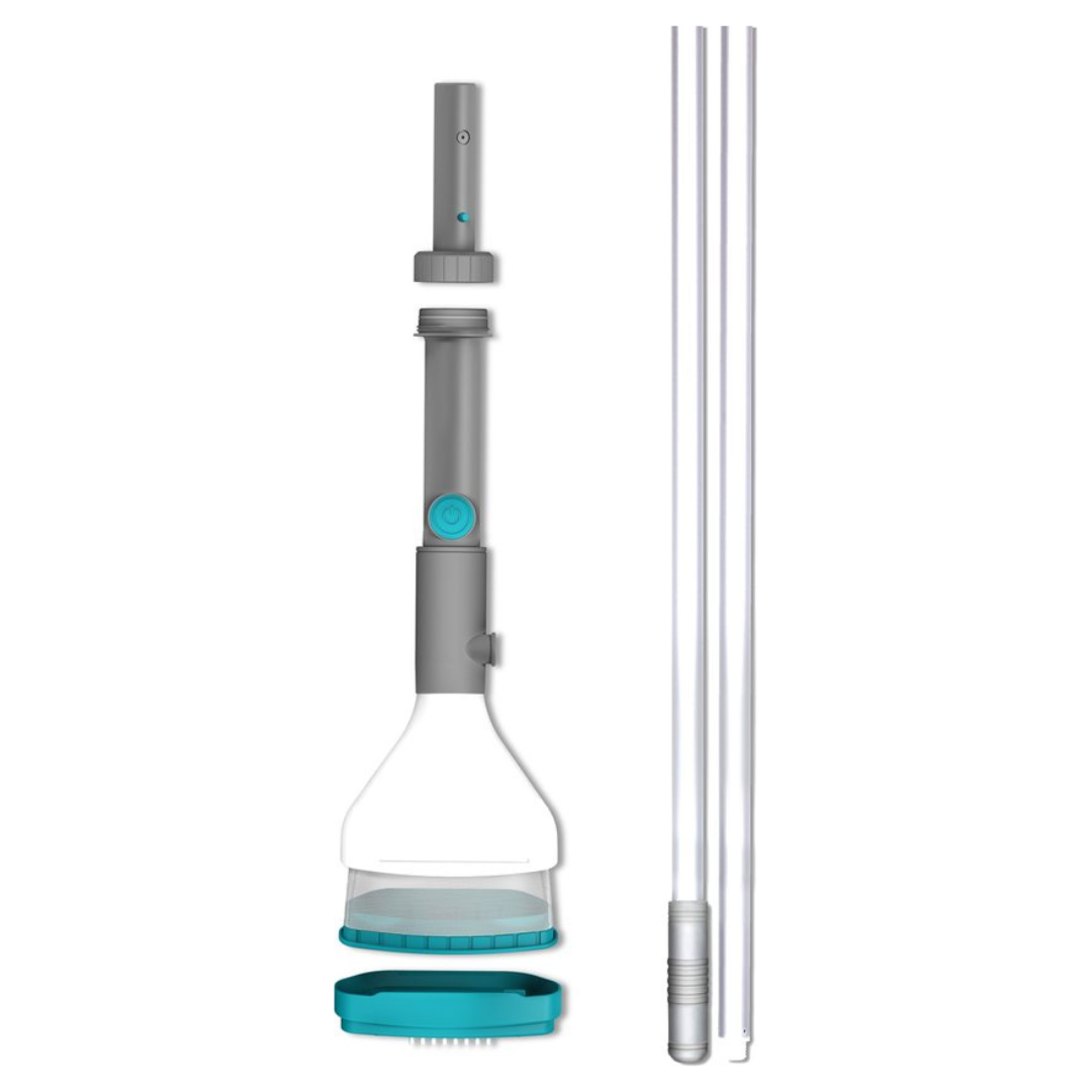 Pulitore manuale con sistema di aspirazione a batteria