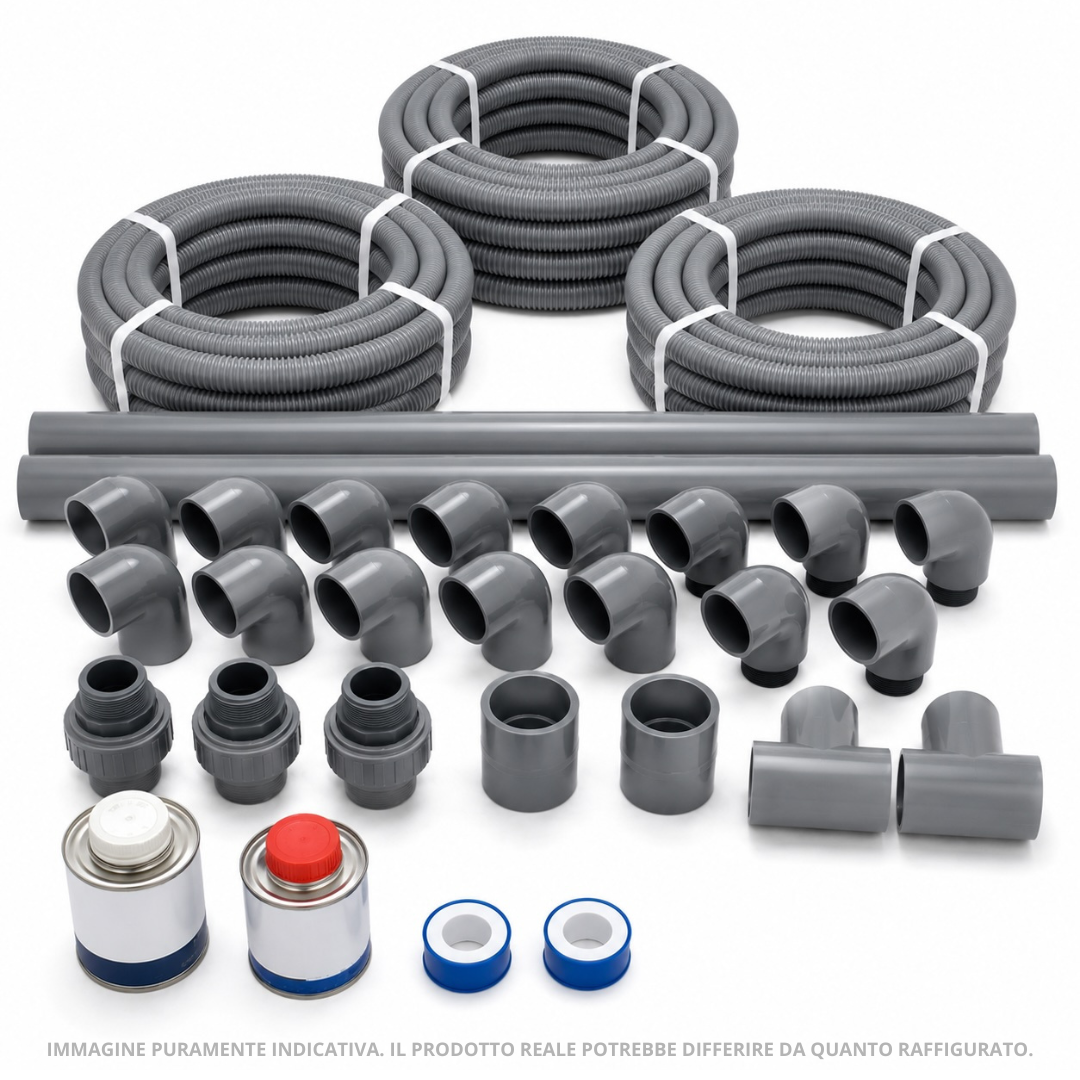 Kit Raccordi e Tubazioni Completo per impianto interrato - per piscine da 40 m³ a 60 m³