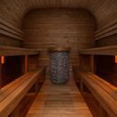 Sauna da esterno Quadra XL - Parete di fondo in legno