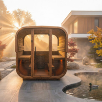 Sauna da esterno Quadra XL - Parete di fondo in Vetro