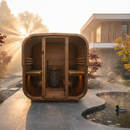 Sauna da esterno Quadra XL - Parete di fondo in legno