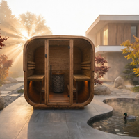 Sauna da esterno Quadra XL - Parete di fondo in legno