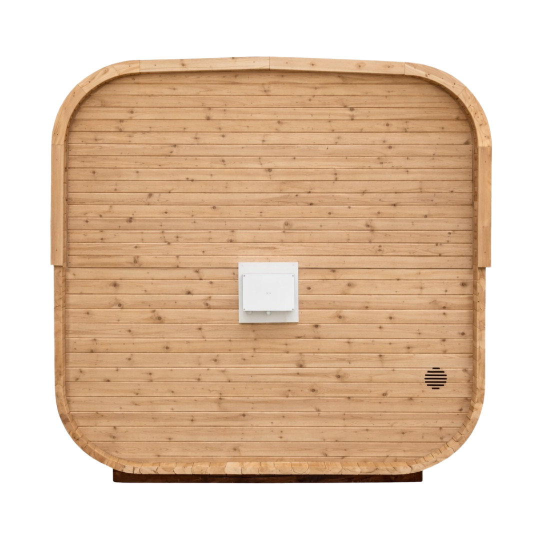 Sauna da esterno Quadra X - Parete di fondo in legno